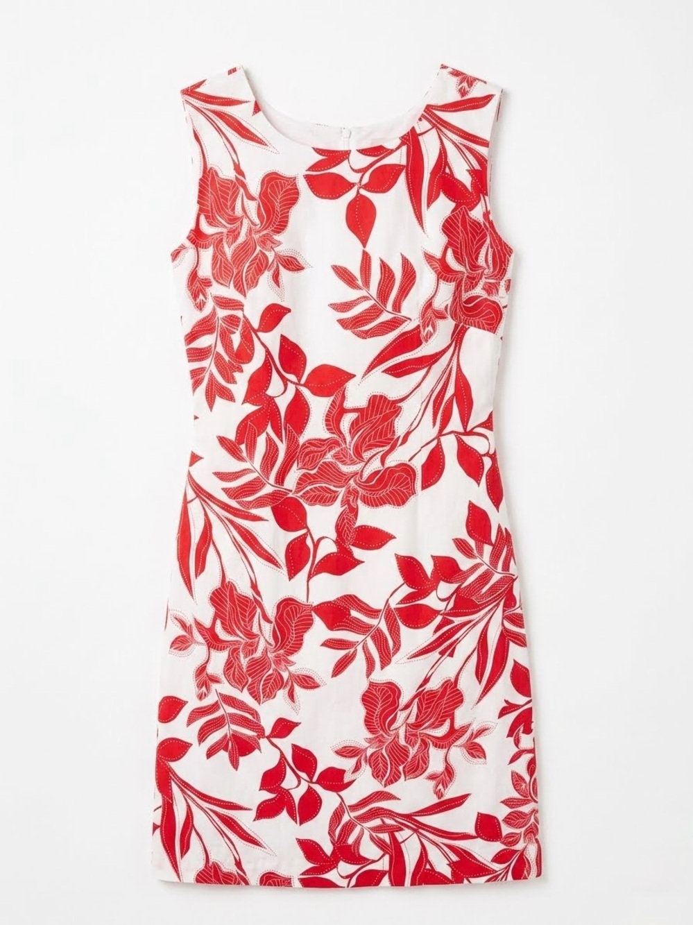 Harper 241 Coral White Floral Sleeveless Sheath Dress 12 Resortwear Vacation